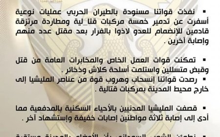 الجيش: تدمير مركبات قتالية للمليشيا وهلاك عدد من المرتزقة بالفاشر 