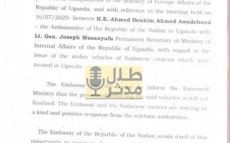خطاب عاجل من سفارة السودان في كمبالا إلى الخارجية الأوغندية
