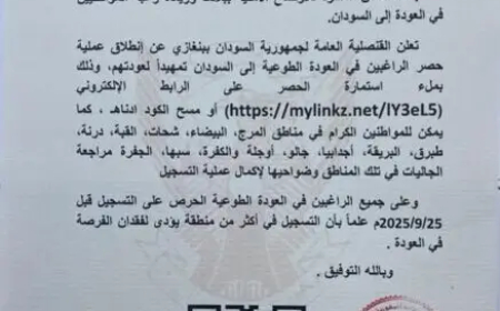 بدء عملية حصر الراغبين في العودة الطوعية من ليبيا الى السودان